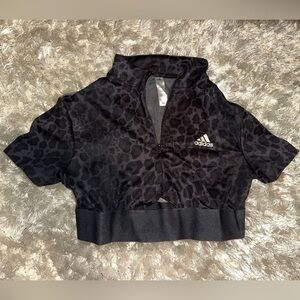Adidas Black Animal Print Half-Zip